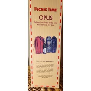 Wine Bottle Tote Case By Opus Summer Picnic For 2 Insulated Glasses Cork Opener